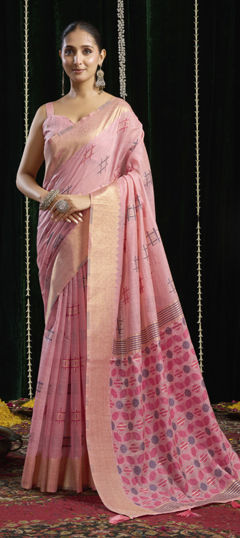 Blue color Saree in Cotton fabric with Thread work