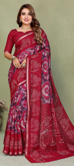 Multicolor color Saree in Cotton, Malmal fabric with Printed work