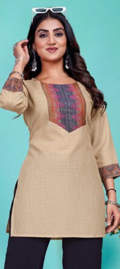 White and Off White color Kurti in Cotton fabric with Weaving work