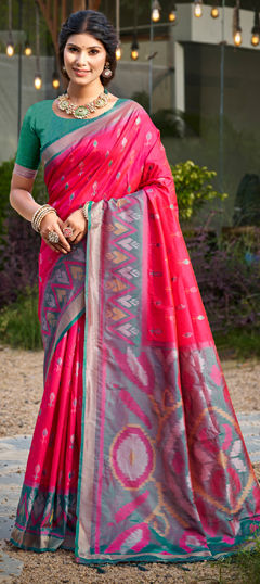 Red and Maroon color Saree in Art Silk fabric with Weaving work