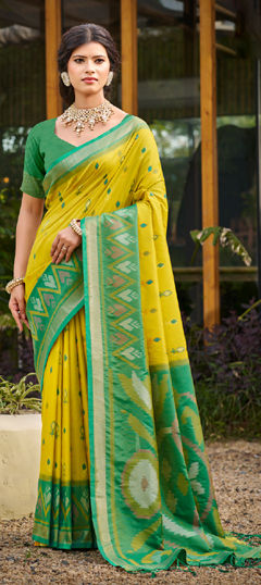 Yellow color Saree in Art Silk fabric with Weaving work