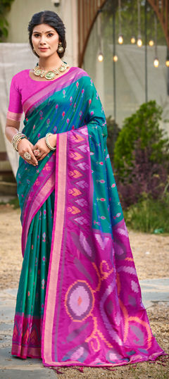 Green color Saree in Art Silk fabric with Weaving work