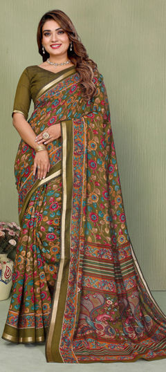Multicolor color Saree in Mul Cotton fabric with Printed work