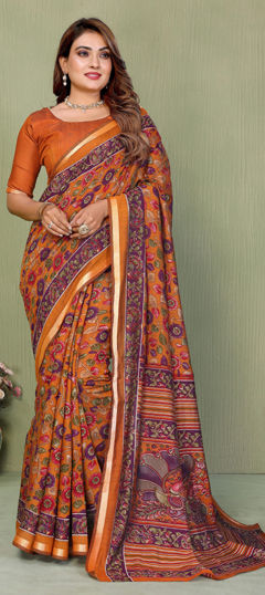 Multicolor color Saree in Mul Cotton fabric with Printed work
