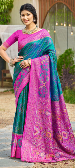 Blue color Saree in Art Silk fabric with Weaving work