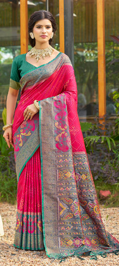 Red and Maroon color Saree in Art Silk fabric with Weaving work