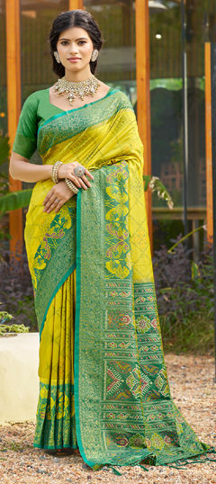 Yellow color Saree in Art Silk fabric with Weaving work