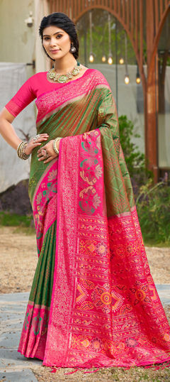 Green color Saree in Art Silk fabric with Weaving work