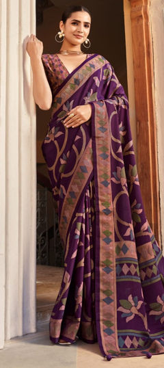 Purple and Violet color Saree in Silk fabric with Weaving work