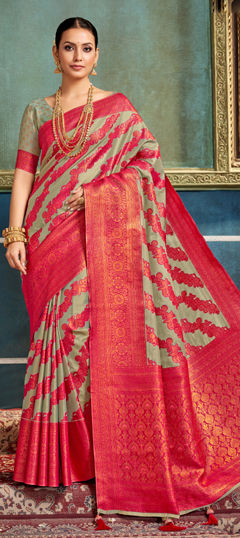Multicolor color Saree in Silk fabric with Weaving work