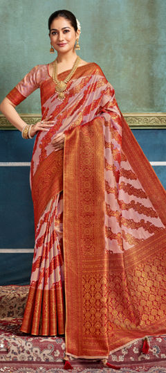 Multicolor color Saree in Silk fabric with Weaving work