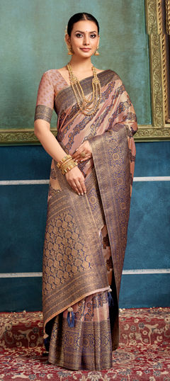 Multicolor color Saree in Silk fabric with Weaving work