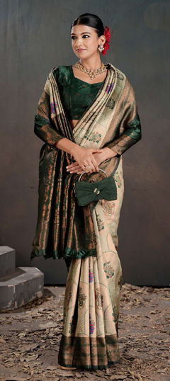 Beige and Brown color Saree in Art Silk fabric with Weaving work