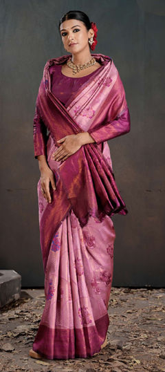 Pink and Majenta color Saree in Art Silk fabric with Weaving work
