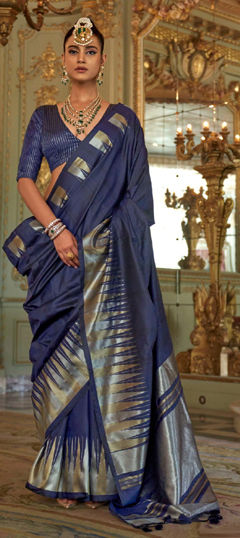 Blue color Saree in Silk, Viscose fabric with Weaving work