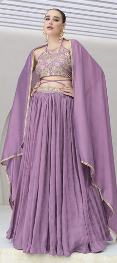 Purple and Violet color Lehenga in Art Silk fabric with Sequence work