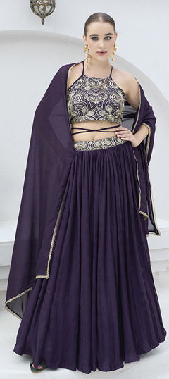 Purple and Violet color Lehenga in Art Silk fabric with Sequence work