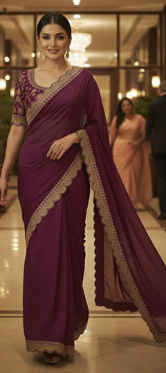 Pink and Majenta color Saree in Art Silk fabric with Embroidered work