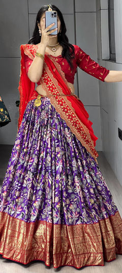 Purple and Violet color Lehenga in Dolla Silk fabric with Printed work