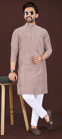 Pink and Majenta color Kurta Pyjamas in Cotton fabric with Embroidered, Thread work