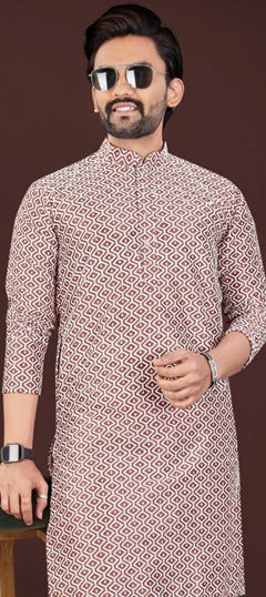 Pink and Majenta color Kurta in Cotton fabric with Embroidered, Thread work