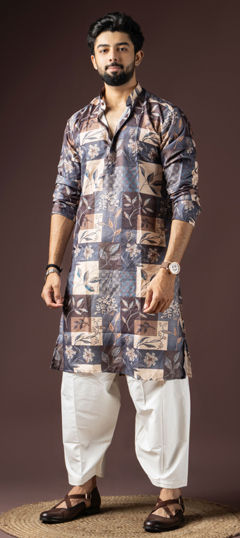 Multicolor color Kurta Pyjamas in Blended Cotton fabric with Printed work