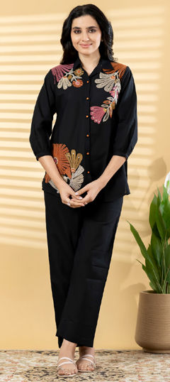 Blue color Co-ords Set in Cotton Flex fabric with Embroidered work