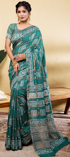 Blue color Saree in Viscose fabric with Bandhej, Printed work