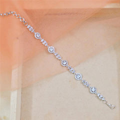 Silver Rodium Polish Silver color Bracelet in Copper studded with CZ Diamond