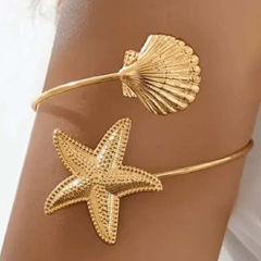 Gold Rodium Polish Gold color Armlet in Metal Alloy studded with Artificial
