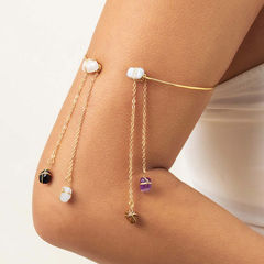 Gold Rodium Polish Gold color Armlet in Metal Alloy studded with CZ Diamond