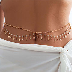 Gold Rodium Polish White and Off White color Waist Chain in Metal Alloy studded with Beads