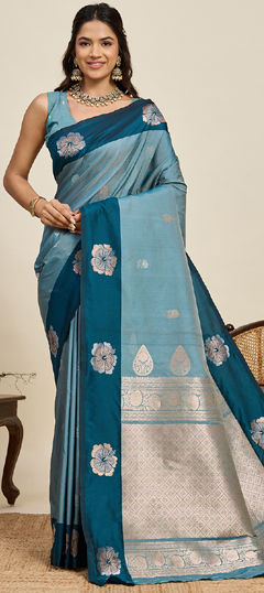 Blue color Saree in Art Silk fabric with Zari work