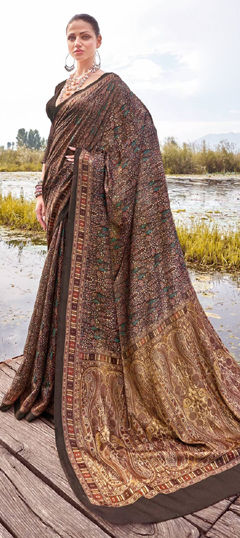 Multicolor color Saree in Pashmina fabric with Printed work