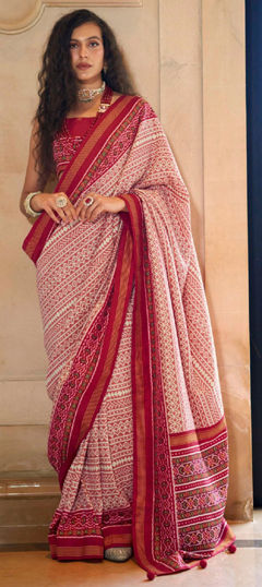 Pink and Majenta color Saree in Art Silk fabric with Printed work