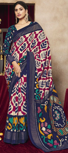 White and Off White color Saree in Tussar Silk fabric with Weaving work