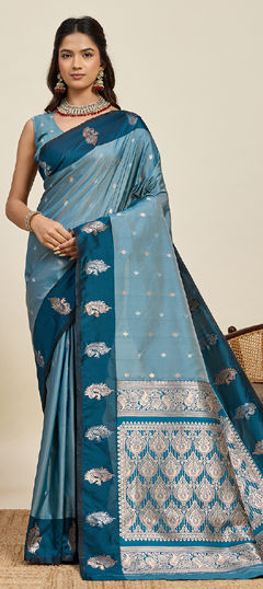 Blue color Saree in Art Silk fabric with Weaving, Zari work
