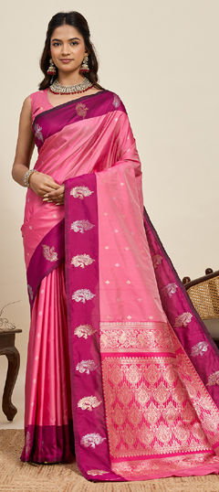 Pink and Majenta color Saree in Art Silk fabric with Weaving, Zari work