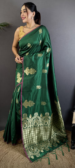 Green color Saree in Art Silk fabric with Weaving work