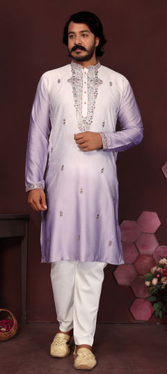 Multicolor color Kurta Pyjamas in Silk cotton fabric with Embroidered, Sequence work