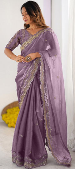 Pink and Majenta color Saree in Art Silk fabric with Embroidered work