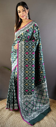 Green color Saree in Art Silk fabric with Weaving work