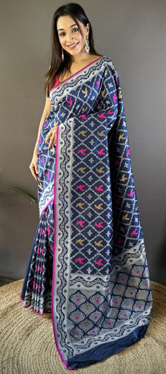 Blue color Saree in Art Silk fabric with Weaving work