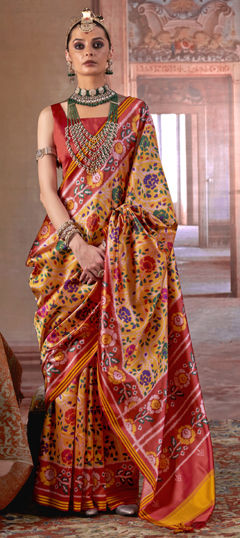 Yellow color Saree in Art Silk fabric with Weaving work