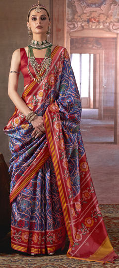 Blue color Saree in Art Silk fabric with Weaving work