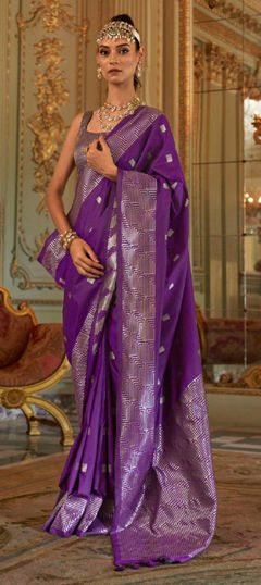 Purple and Violet color Saree in Art Silk fabric with Thread work