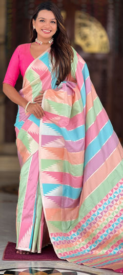 Multicolor color Saree in Silk fabric with Weaving, Zari work