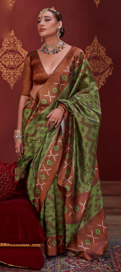 Green color Saree in Art Silk fabric with Weaving work