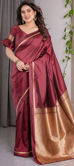Purple and Violet color Saree in Jacquard fabric with Weaving work