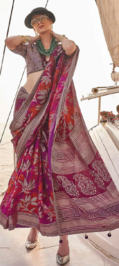 Multicolor color Saree in Georgette fabric with Floral, Printed work